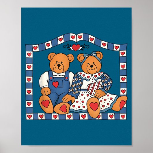 Lustiger Preppy-90er-Rahmen Teddybär Poster (Vorne)