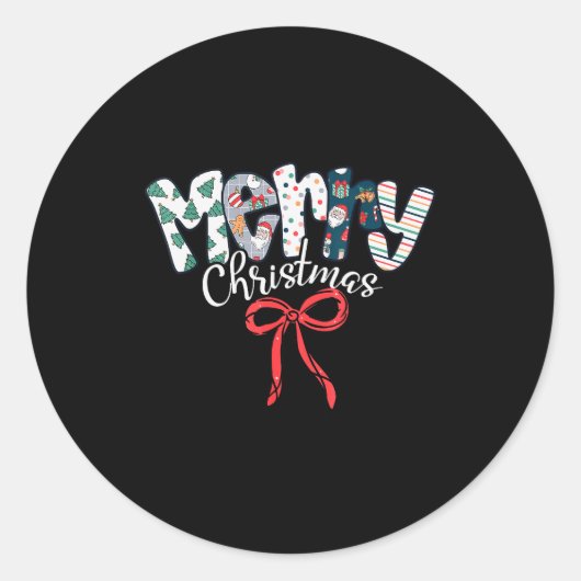 Lustiger Preppy Frohe Weihnachten Santa Coquette S Runder Aufkleber (Vorderseite)