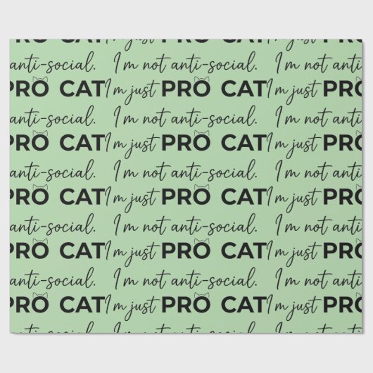 Lustiger Pro-Katze Anti-Sozial Introvertiert  Geschenkpapier (Flach)