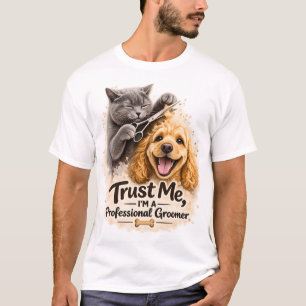 Lustiger professioneller Tierpfleger Katze und Hun T-Shirt