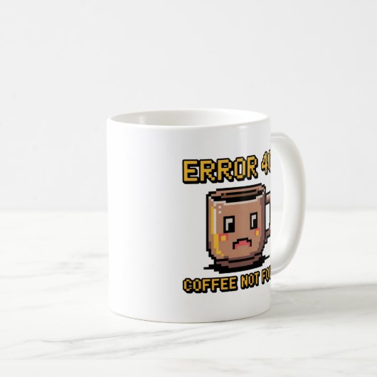 Lustiger Programmierer-Becher - Fehler 404 Kaffee  Kaffeetasse (VorderseiteRechts)