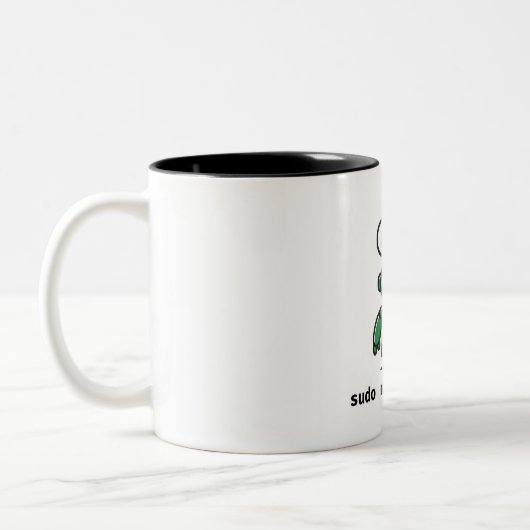 Lustiger Programmierer-Becher — sudo make dinner Zweifarbige Tasse (Links)