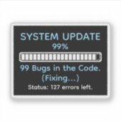 Lustiger Programmierer beim Coden Aufkleber (Vorderseite)