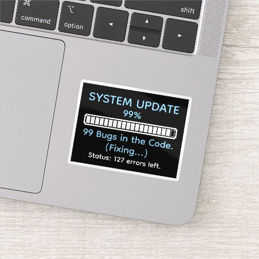 Lustiger Programmierer beim Coden Aufkleber (Detail)