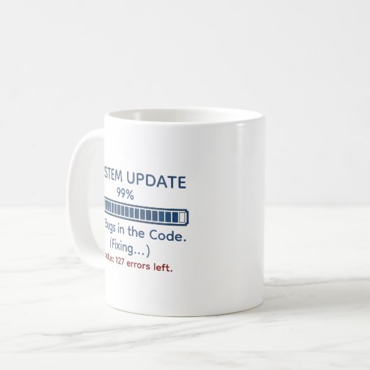 Lustiger Programmierer beim Coden Kaffeetasse (Vorderseite Links)