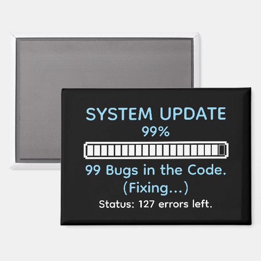 Lustiger Programmierer beim Coden Magnet (Vorderseite/Rückseite)