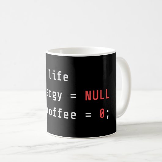 Lustiger Programmierer UPDATE Life SQL Code Kaffeetasse (VorderseiteRechts)
