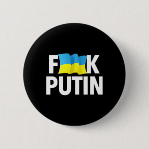 Lustiger Puck Futin - Ukrainische Flagge Button
