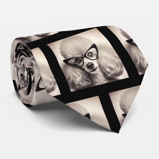 Lustiger Pudel mit Brille Nerd-Halstuch Krawatte (Gerollt)
