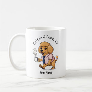 Lustiger Pudel Spielzeug Hund Geschäftsanzug Kaffe Kaffeetasse