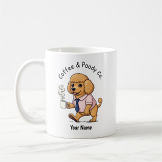 Lustiger Pudel Spielzeug Hund Geschäftsanzug Kaffe Kaffeetasse