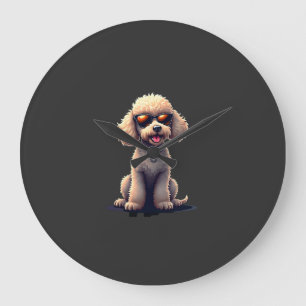 Lustiger Pudel Tierliebhaber Hunde Grafik Süßer Hu Große Wanduhr