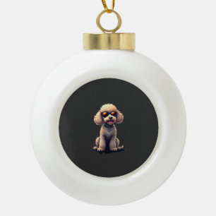 Lustiger Pudel Tierliebhaber Hunde Grafik Süßer Hu Keramik Kugel-Ornament