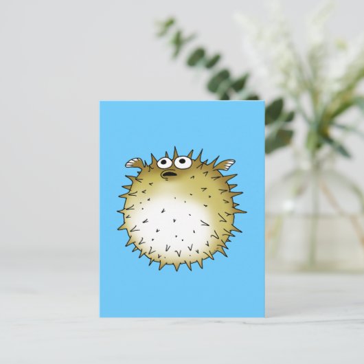 lustiger Pufffisch Postkarte (Stehend Vorderseite)