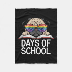 Lustiger Pug 100 Tage Schule Regenbogen Brille Leh Fleecedecke