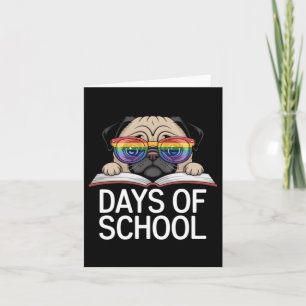 Lustiger Pug 100 Tage Schule Regenbogen Brille Leh Karte