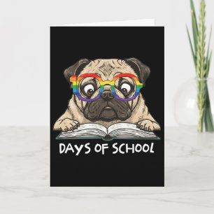 Lustiger Pug 100 Tage Schule Regenbogenbrille Lehr Karte