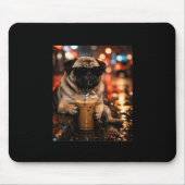 Lustiger Pug, der Eiskaffee trinkt, süßes Geschenk Mousepad (Vorne)