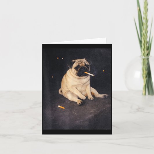 Lustiger Pug, der Meme-Zigarette raucht, Hund Meme Karte (Vorderseite)