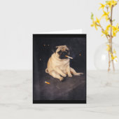Lustiger Pug, der Meme-Zigarette raucht, Hund Meme Karte (Gelbe Blume)