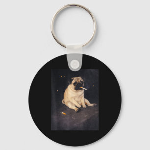 Lustiger Pug, der Meme-Zigarette raucht, Hund Meme Schlüsselanhänger