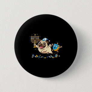 Lustiger Pug Dreidel Menorah Chanukka Kinder Damen Button