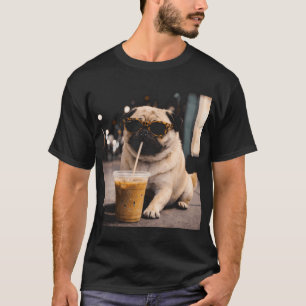 Lustiger Pug Eiskaffee ,Hund Kaffee Liebhaber T-Shirt