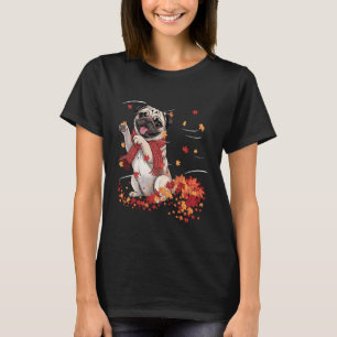 Lustiger Pug Herbstschal Hunde Herbstlaub Hunde Li T-Shirt