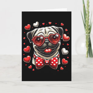 Lustiger Pug-Herz-Kopf Valentinstag-Pug-Frauen-Män Karte