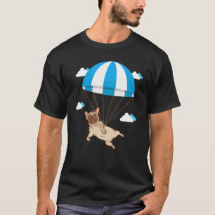 Lustiger Pug Hund Liebhaber Haustier Skydiving Fal T-Shirt