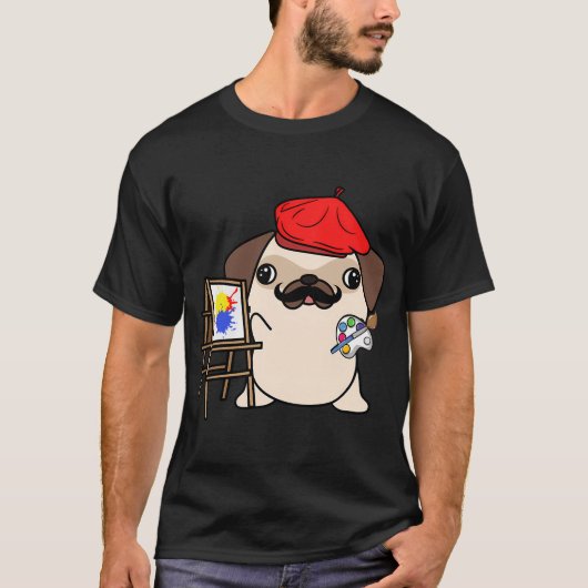 Lustiger Pug ist ein Maler T-Shirt (Vorderseite)