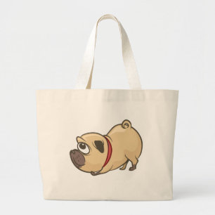 Lustiger Pug-Mama-Süßer Welpe-Hund-Vater-Cartoon-H Jumbo Stoffbeutel