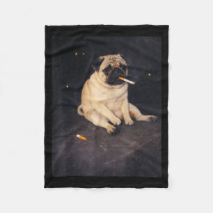 Lustiger Pug-Raucher-Meme-Zigaretten-Hund-Meme-Str Fleecedecke