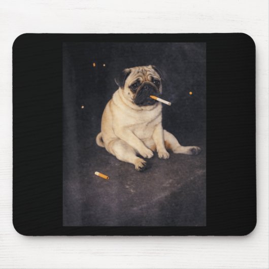 Lustiger Pug raucht Meme-Zigarette Hund Meme Straß Mousepad (Vorne)