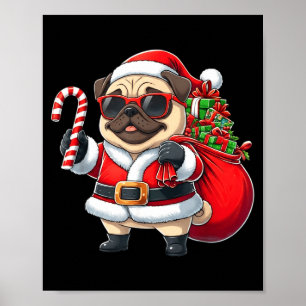 Lustiger Pug Weihnachten Santa Outfit Xmas Mama Pa Poster