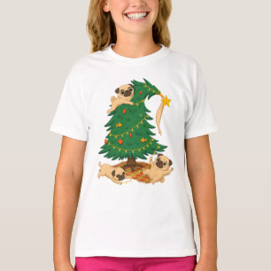 Lustiger Pug-Weihnachtsbaum-Chaos-Geschenk T-Shirt