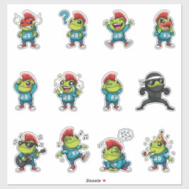 Lustiger Punk-Frosch-Sticker-Pack — Mohawk-Frosch Aufkleber
