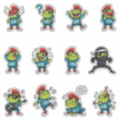 Lustiger Punk-Frosch-Sticker-Pack — Mohawk-Frosch Aufkleber (Vorderseite)