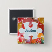 Lustiger Puzzle-Ballon-Geburtstagsfeier-Name Button (Vorne & Hinten)