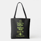 Lustiger Python-Entwickler – Angetrieben von Coffe Tasche (Rückseite)