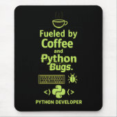 Lustiger Python-Entwickler – Angetrieben von Kaffe Mousepad (Vorne)