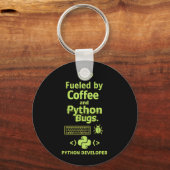 Lustiger Python-Entwickler – Angetrieben von Kaffe Schlüsselanhänger (Vorderseite)