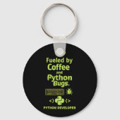 Lustiger Python-Entwickler – Angetrieben von Kaffe Schlüsselanhänger (Rückseite)