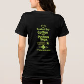 Lustiger Python-Entwickler – Angetrieben von Kaffe Tri-Blend Shirt (Rückseite)