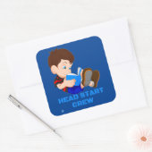 lustiger quadratischer Aufkleber "HEAD START CREW" (Umschlag)