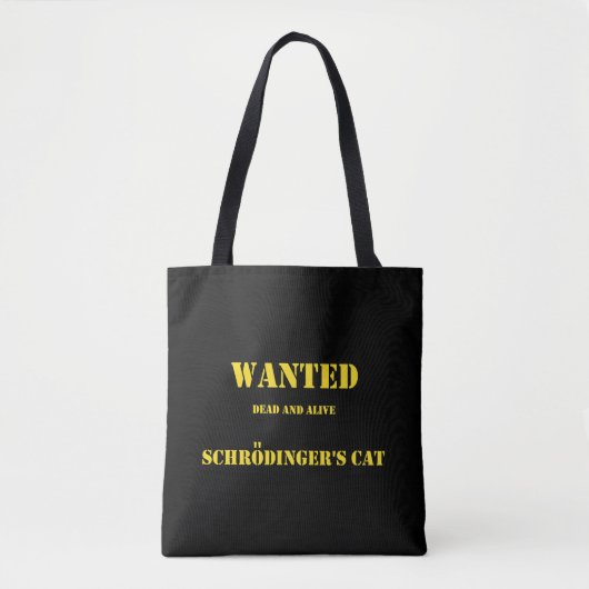 Lustiger Quantenwitz: Schrödingers Katze auf freie Tasche (Vorderseite)