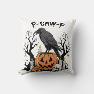 Lustiger Rabe, F-Caw-F, Totenkopfrabe, Gothic-Kräh Kissen