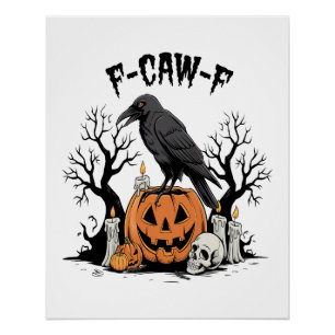 Lustiger Rabe, F-Caw-F, Totenkopfrabe, gothischer Poster