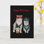 Lustiger Radfahrer-Katzen-Geburtstag Karte (Gelbe Blume)