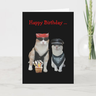 Lustiger Radfahrer-Katzen-Geburtstag Karte